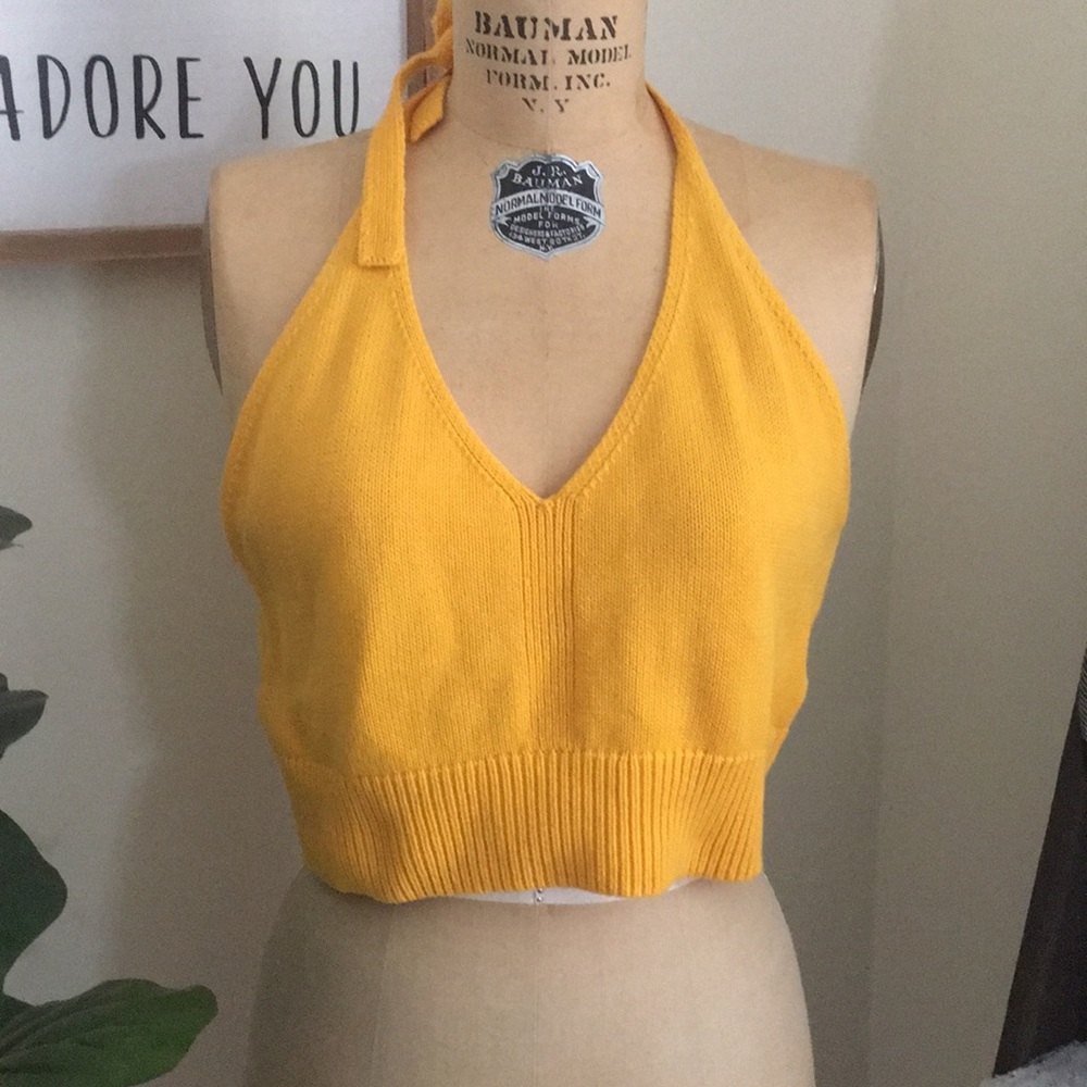 Yellow knit crop